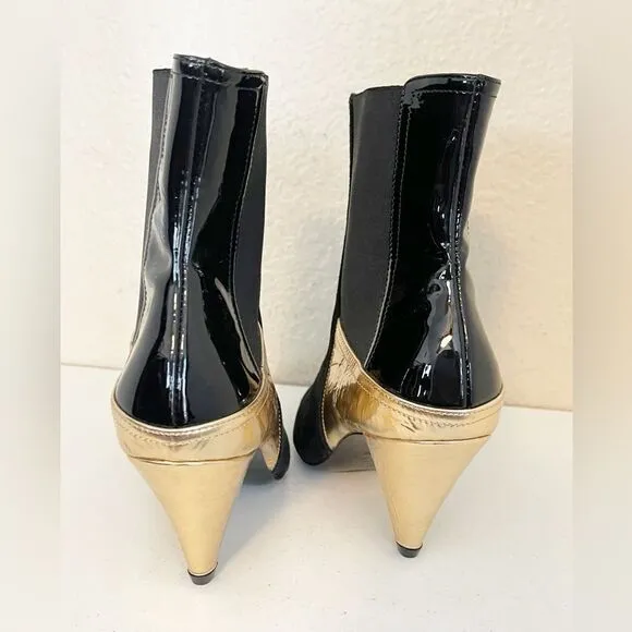 AGL gold metallic black leather Ankle boots 37