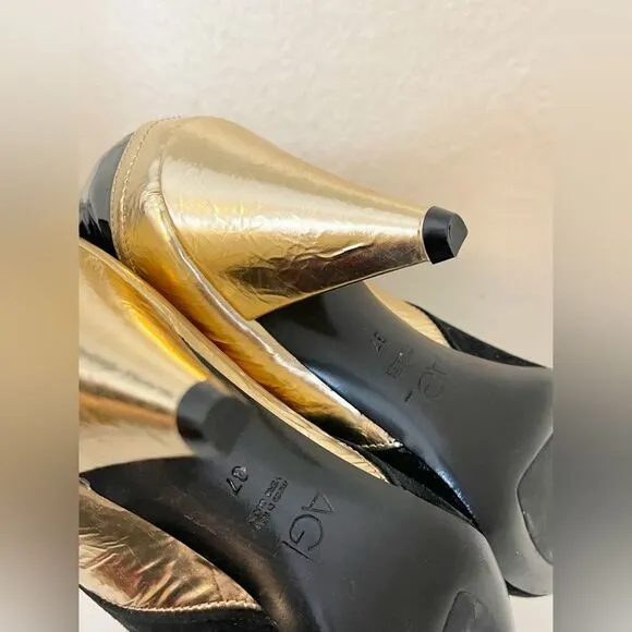 AGL gold metallic black leather Ankle boots 37