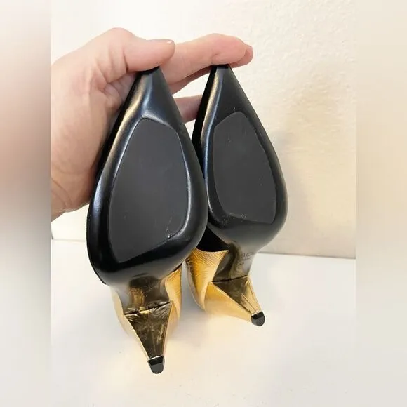 AGL gold metallic black leather Ankle boots 37