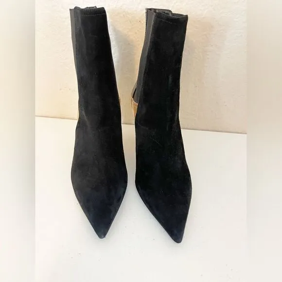 AGL gold metallic black leather Ankle boots 37