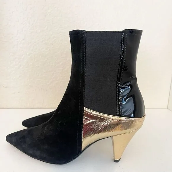 AGL gold metallic black leather Ankle boots 37