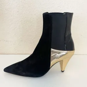 AGL gold metallic black leather Ankle boots 37