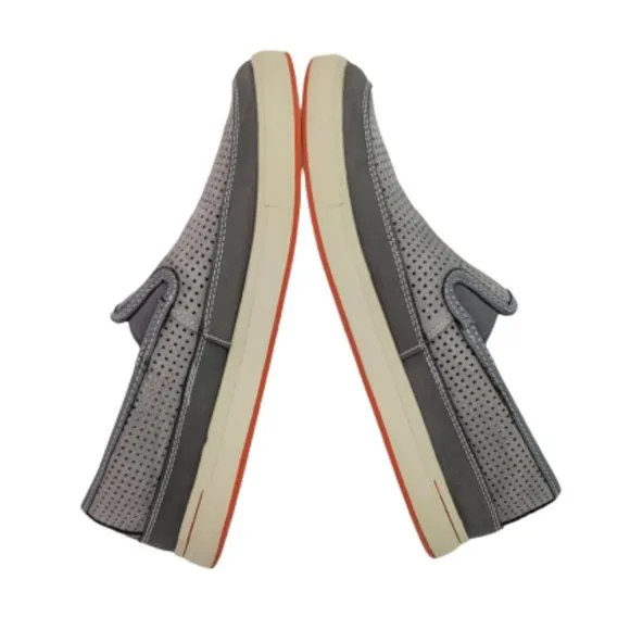 Ahnu Mens Steiner Charcoal Gray Perforated Suede Slip On Sneaker Shoes Sz 8