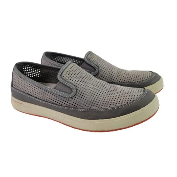 Ahnu Mens Steiner Charcoal Gray Perforated Suede Slip On Sneaker Shoes Sz 8