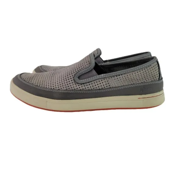 Ahnu Mens Steiner Charcoal Gray Perforated Suede Slip On Sneaker Shoes Sz 8