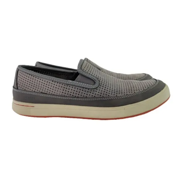 Ahnu Mens Steiner Charcoal Gray Perforated Suede Slip On Sneaker Shoes Sz 8