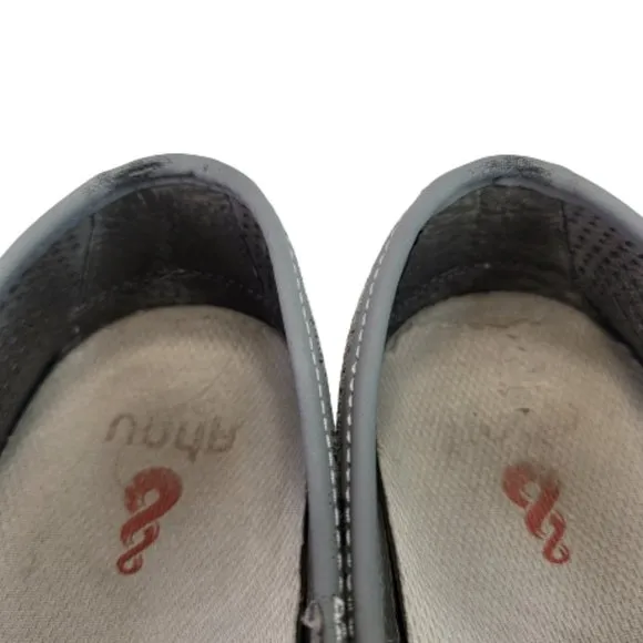 Ahnu Mens Steiner Charcoal Gray Perforated Suede Slip On Sneaker Shoes Sz 8