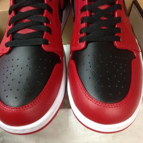Air Jordan 1 Mid Men's Red &amp; Black Leather Sneakers - USA Size:11.5 - New in Box