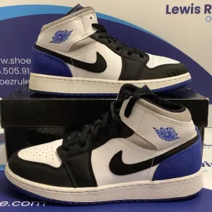 Air Jordan 1 Mid White Black Royal Kids Size 6y