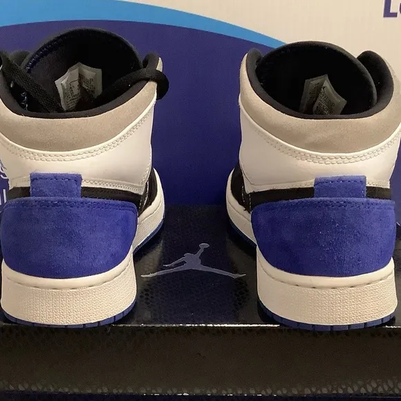 Air Jordan 1 Mid White Black Royal Kids Size 6y