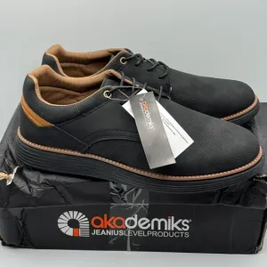 Akademiks Dayton Black &amp; Tan Perforated Textile Oxford Casual Dress Shoes