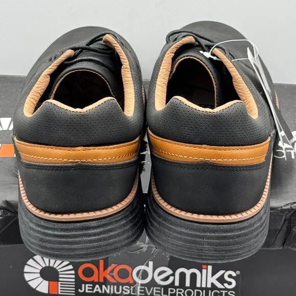 Akademiks Dayton Black &amp; Tan Perforated Textile Oxford Casual Dress Shoes