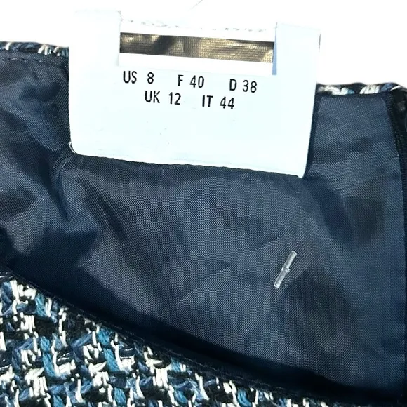 Akris Punto Sleeveless Denim Tweed Shift Dress In Denim Sky Size 8 NWOT