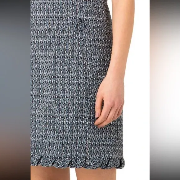 Akris Punto Sleeveless Denim Tweed Shift Dress In Denim Sky Size 8 NWOT