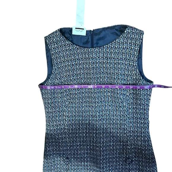 Akris Punto Sleeveless Denim Tweed Shift Dress In Denim Sky Size 8 NWOT