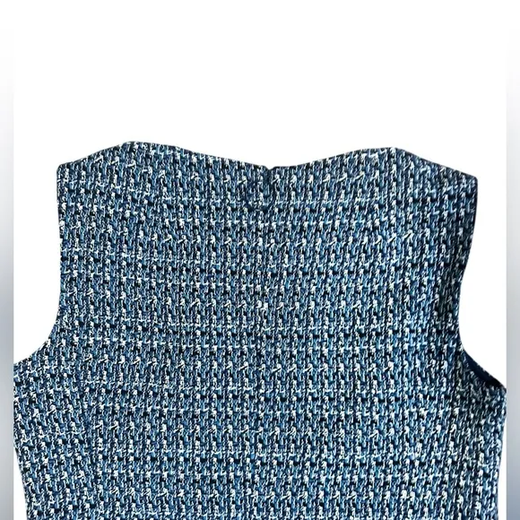 Akris Punto Sleeveless Denim Tweed Shift Dress In Denim Sky Size 8 NWOT