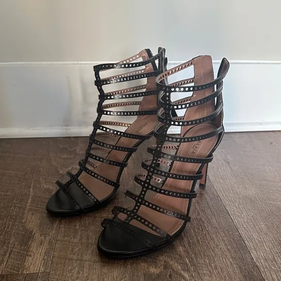 Alaïa Leather Gladiator Sandals Heels