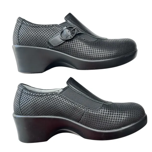 Alegria  Enyah Black Houndstooth Clog Womens Wedge Slip On Size 37 US 6.5 / 7