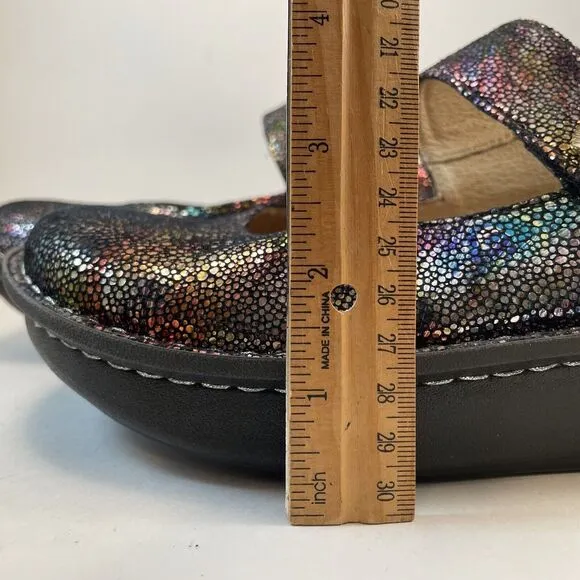 Alegria Mary Jane Shoes Women's Size 9.5 Rainbow Metallic Leather Paloma Tots Go