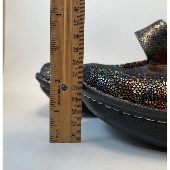 Alegria Mary Jane Shoes Women's Size 9.5 Rainbow Metallic Leather Paloma Tots Go
