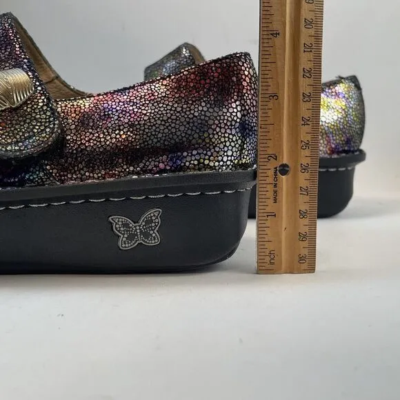 Alegria Mary Jane Shoes Women's Size 9.5 Rainbow Metallic Leather Paloma Tots Go