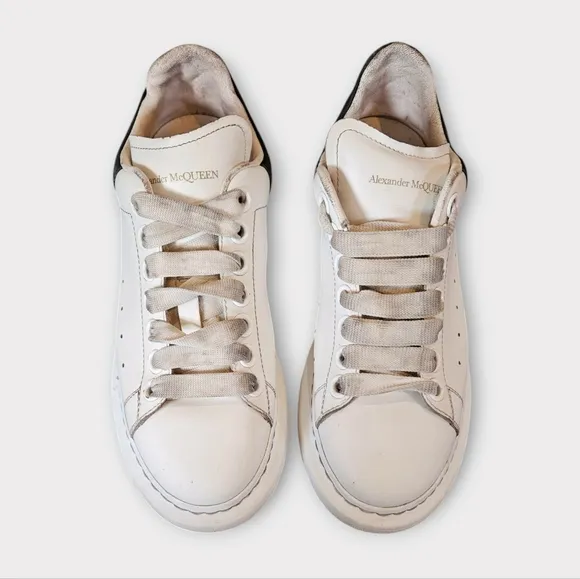 Alexander McQueen Oversized White &amp; Black Leather Sneakers