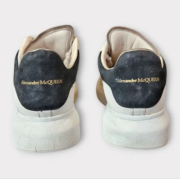 Alexander McQueen Oversized White &amp; Black Leather Sneakers