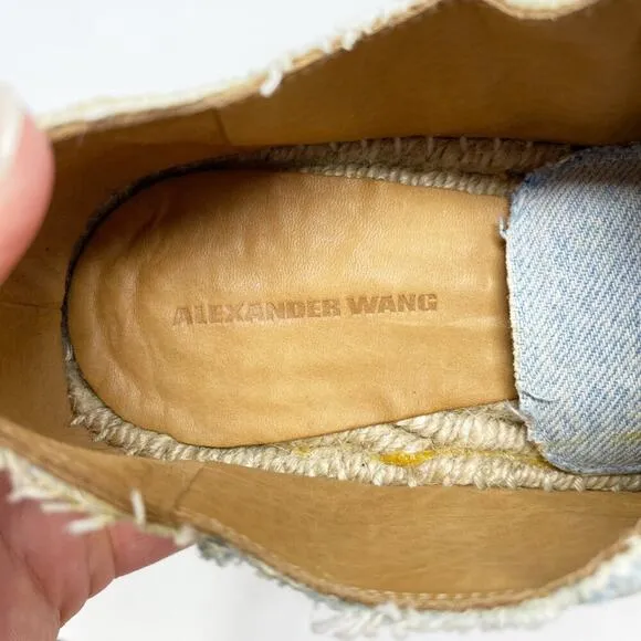 Alexander Wang Light Blue Denim Espadrille Casual Shoes Women's Sz 37 Front Zip