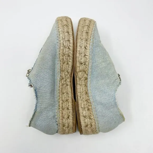 Alexander Wang Light Blue Denim Espadrille Casual Shoes Women's Sz 37 Front Zip