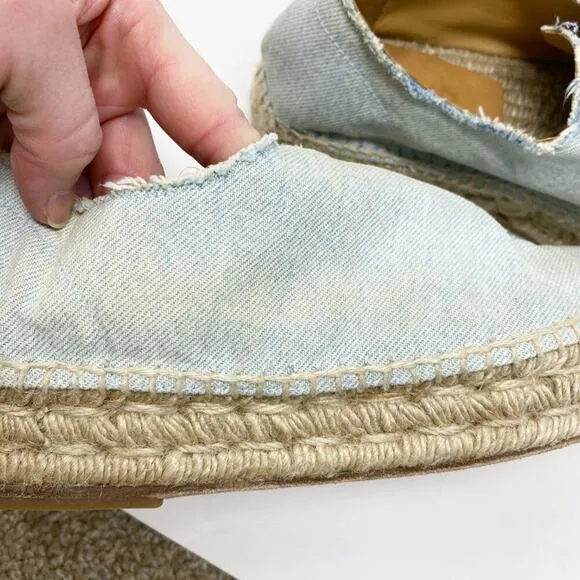 Alexander Wang Light Blue Denim Espadrille Casual Shoes Women's Sz 37 Front Zip