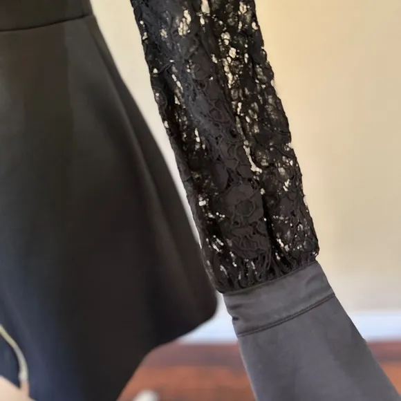 Alexis “Keira” Black Lace &amp; Satin Zip Dress – Size M