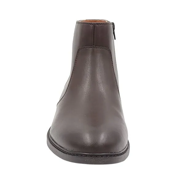 Alfani Men Liam Side Zip Dress Boots Size US 7M Espresso Brown Faux Leather