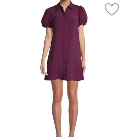 Alice and Olivia Jem Gathered Washed Mini Shirt Dress medium
