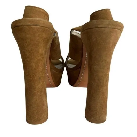 Alice   Olivia Camel Suede Sling Back Platform Heels Size 41