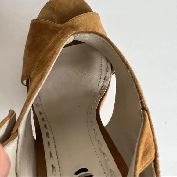 Alice   Olivia Camel Suede Sling Back Platform Heels Size 41