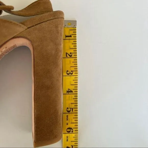 Alice   Olivia Camel Suede Sling Back Platform Heels Size 41