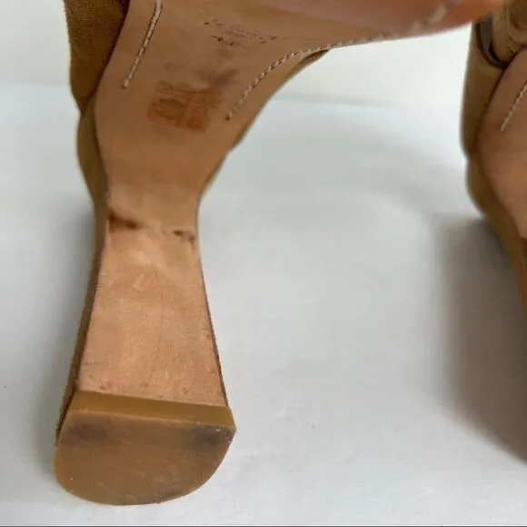 Alice   Olivia Camel Suede Sling Back Platform Heels Size 41