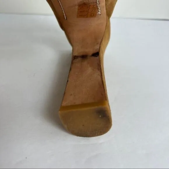 Alice   Olivia Camel Suede Sling Back Platform Heels Size 41