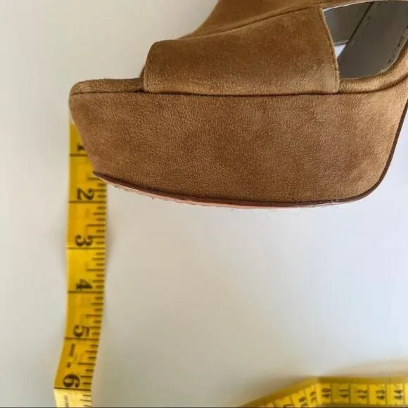 Alice   Olivia Camel Suede Sling Back Platform Heels Size 41