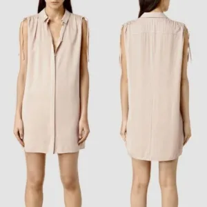 All Saints Drain Dress Draped Gathered Sleeve Shif