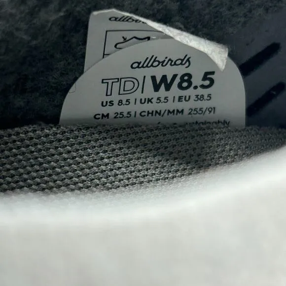 Allbirds Tree Dasher Women's Size 8.5 Shoes White Laceless Running Sneakers