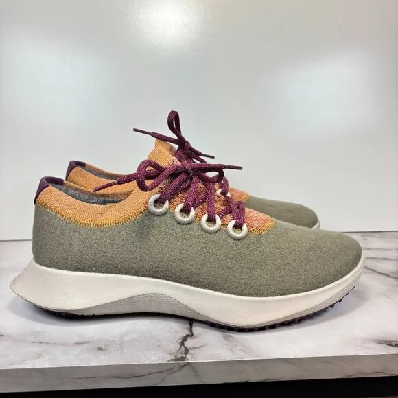 Allbirds Wool Dasher Mizzle Low Casual Running Shoes Green Orange Men’s Size 9.5