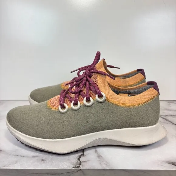Allbirds Wool Dasher Mizzle Low Casual Running Shoes Green Orange Men’s Size 9.5