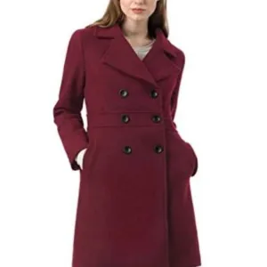 Allegra K Women's Double Breasted Long Winter Coat