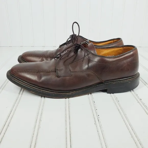 Allen Edmonds Hillcrest Bicycle Toe Derby Brown Leather Shoes i287