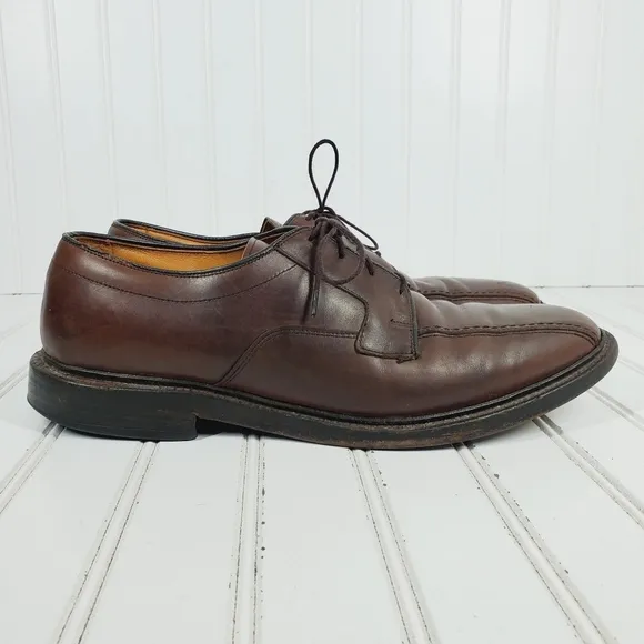 Allen Edmonds Hillcrest Bicycle Toe Derby Brown Leather Shoes i287