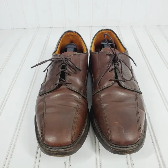 Allen Edmonds Hillcrest Bicycle Toe Derby Brown Leather Shoes i287