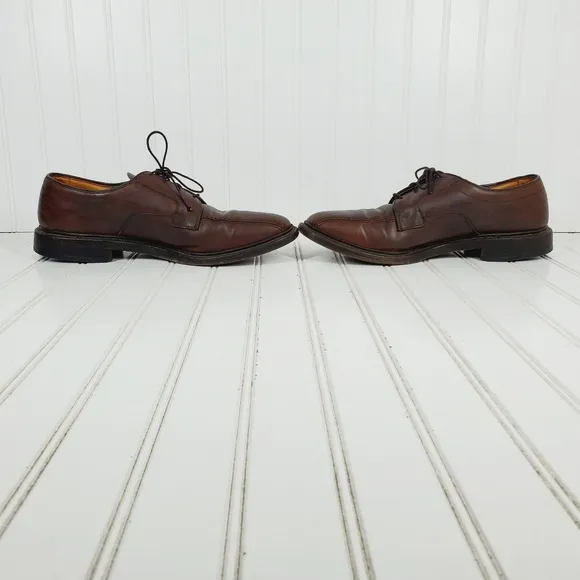Allen Edmonds Hillcrest Bicycle Toe Derby Brown Leather Shoes i287