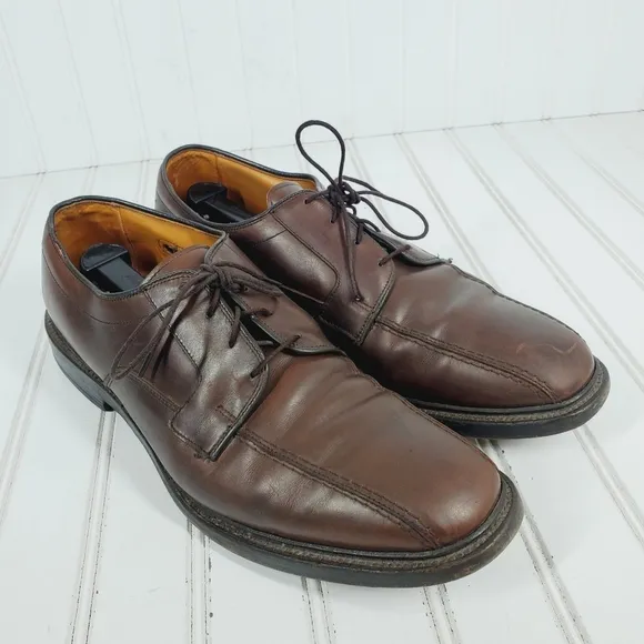 Allen Edmonds Hillcrest Bicycle Toe Derby Brown Leather Shoes i287