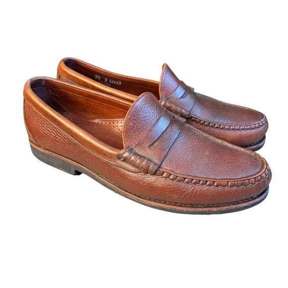 Allen Edmonds Holton Penny Loafers Brown Leather Size 9.5D Slip On Shoes S2